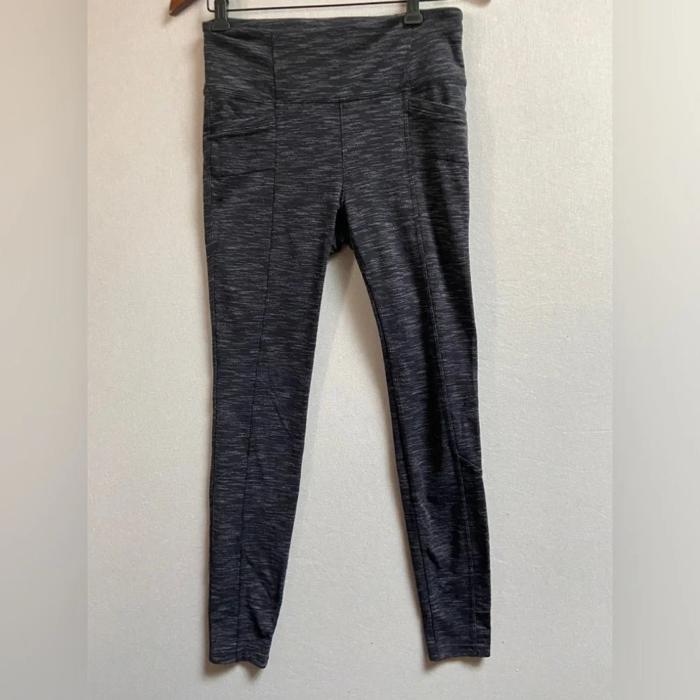 Athleta Marbled High Waisted Leggings Side Back Pockets S